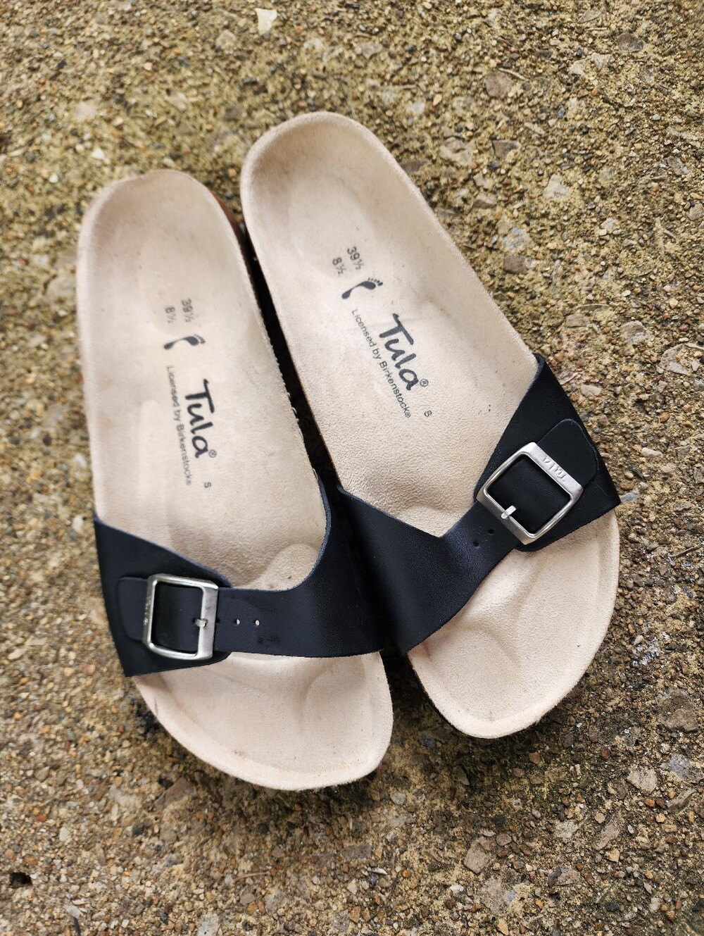 TULA By Birkenstock Madrid Black Buckle Strap Women's Slide Sandals Size 8.5